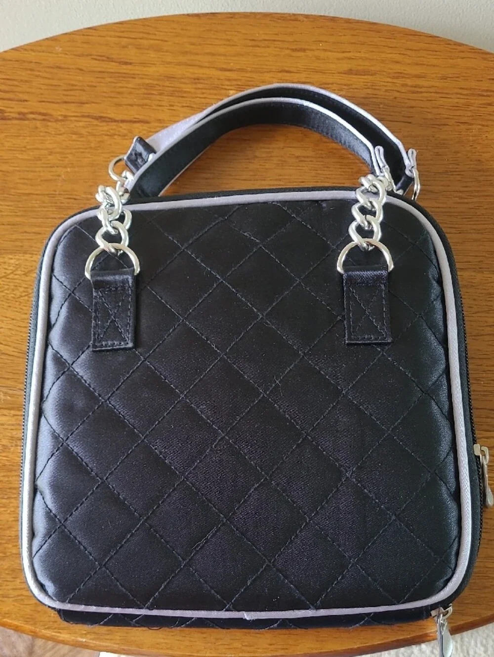 Quilted Black and Silver Top-Handle Organizer